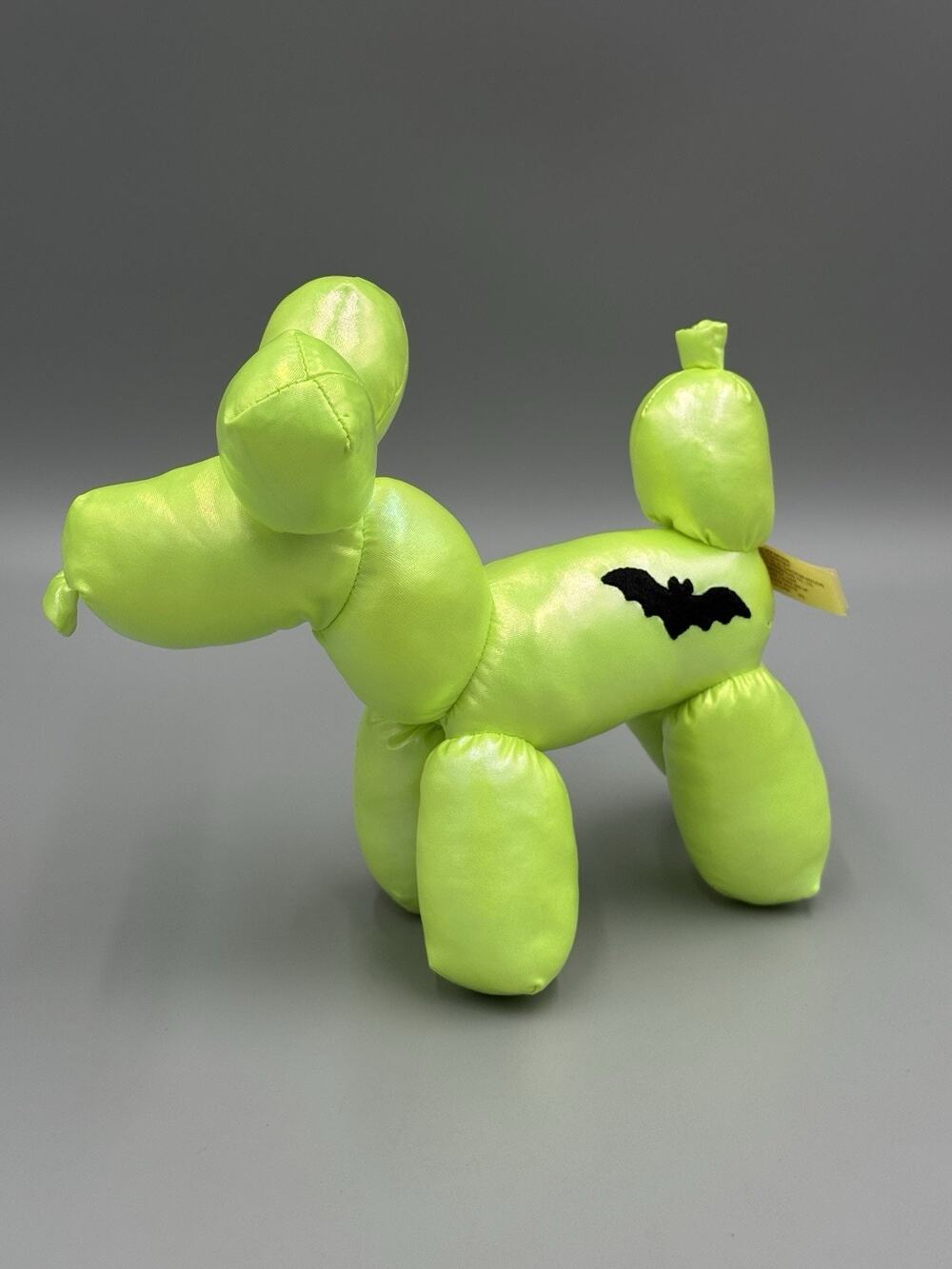 MTY International Halloween Balloon Dog Plush Neon Green Bat Graphic 8”